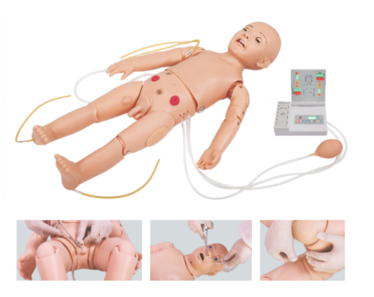 Full-functional One-year-old Child Nursing Manikin (Nursing, CPR, Auscultation, Defibrillation and Pacing, ECG)