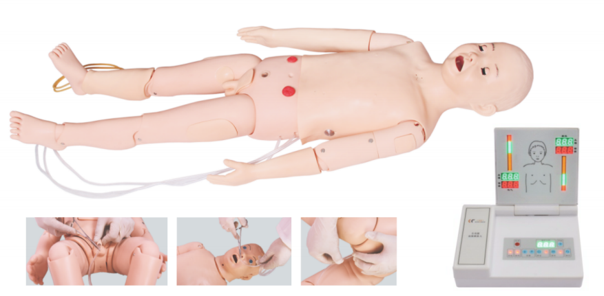 Full-functional Five-year-old Child Nursing Manikin (Nursing, CPR, Auscultation, Defibrillation and Pacing, ECG)